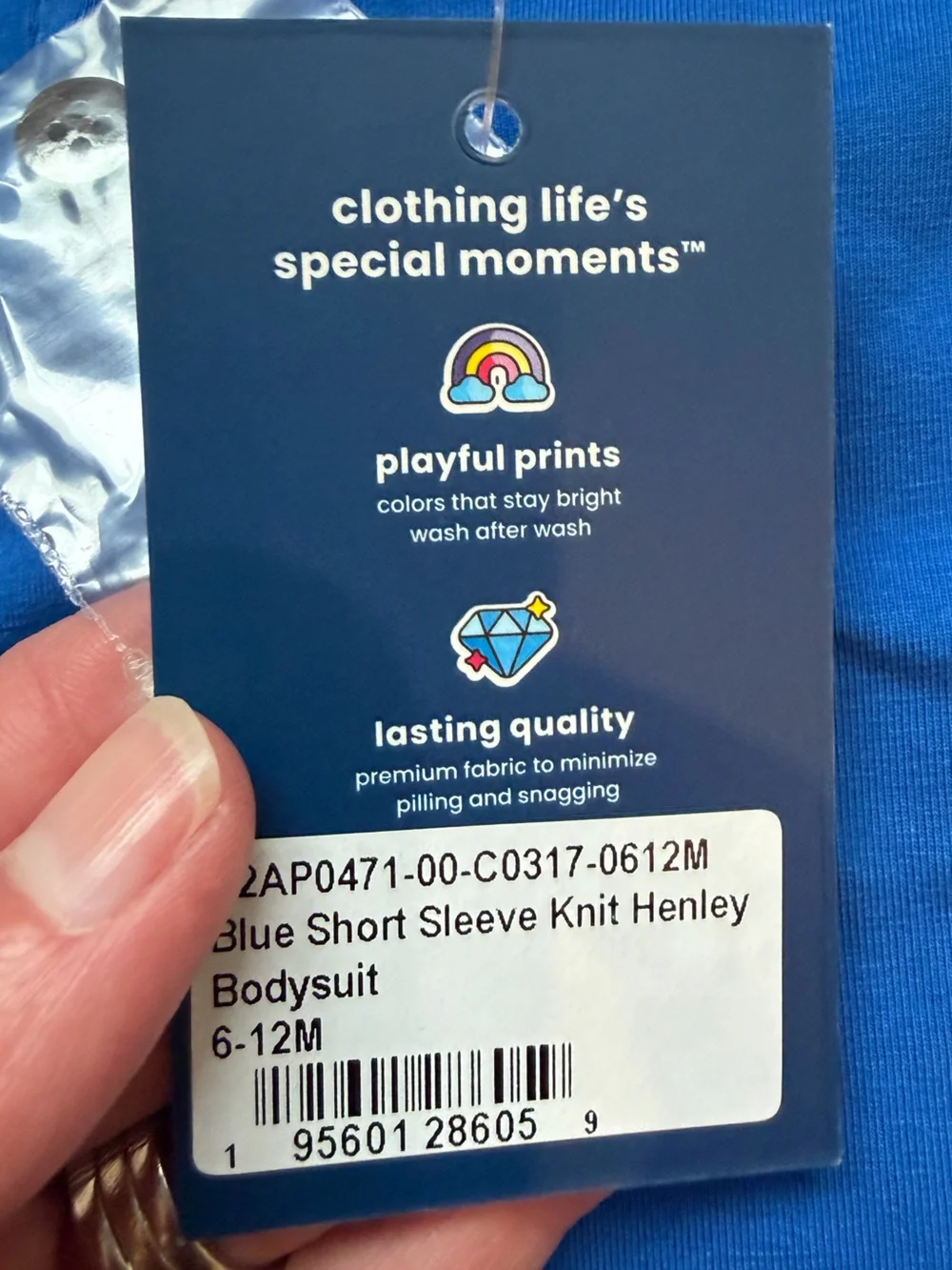 NWT RuggedButts Vibrant Blue Casual Short Sleeve Henley Bodysuit boys 6-12M